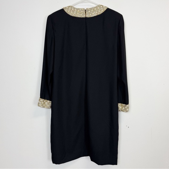 Victor Costa for Nieman Marcus Shift Dress Womens 16 Black Pearl Collar VTG - Picture 3 of 11